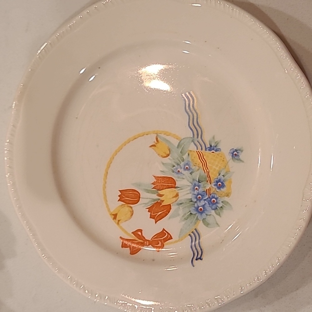 2 Vintage floral Easter Spring plates